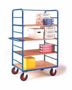 4 Tier Shelf Truck 1780Hx1200Lx800W Shelf Trolleys with plywood Shelves & roll cages 501TS31 